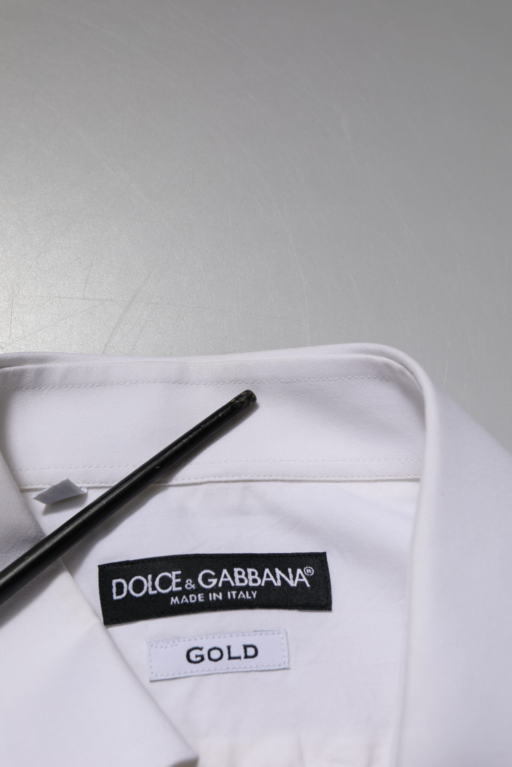 Dolce & Gabbana Weißes GOLD Kleid aus Baumwollpopeline Formelles Hemd